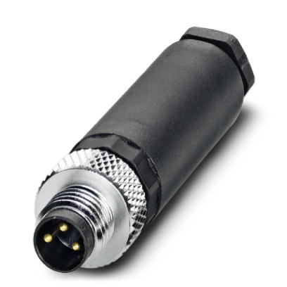 Connecteur pour capteurs/actionneurs, connecteur mâle, droit, 3 pôles, M8, raccordement vissé, molette métallique, diamètre de c