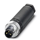 Connecteur pour capteurs/actionneurs, connecteur mâle, droit, 3 pôles, M8, raccordement vissé, molette métallique, diamètre de c