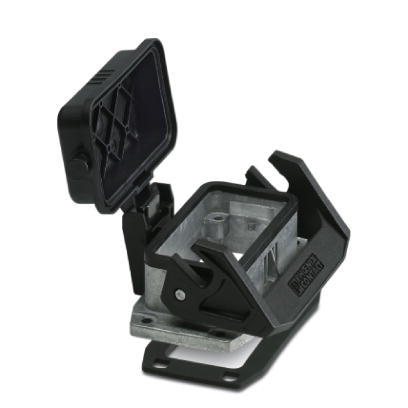 Embase HEAVYCONNEC, B10, avec verrouillage longitudinal, avec couvercle de protection en plastique, avec joint plat, aluminium 