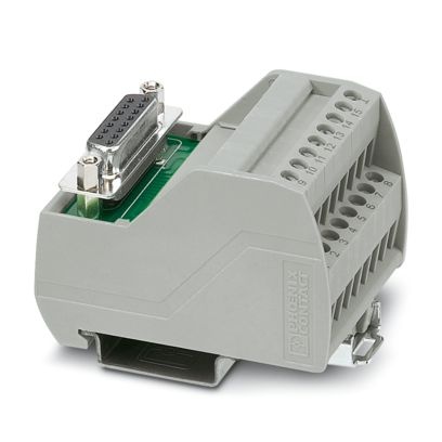 Module VARIOFACE, avec raccordement vissé et connecteur femelle SUB-D, se monte sur profilé NS 35/7.5 ou NS 32, 15 pôles