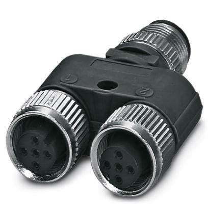 Répartiteur en Y, 5 pôles, connecteur mâle droit M12 sur 2 connecteurs femelles droits M12, répartiteur parallèle, distance de r