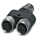 Répartiteur en Y, 5 pôles, connecteur mâle droit M12 sur 2 connecteurs femelles droits M12, répartiteur parallèle, distance de r