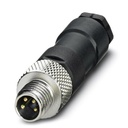 Connecteur pour capteurs/actionneurs, connecteur mâle, droit, 4 pôles, M8, raccordement soudé, molette métallique, diamètre de c