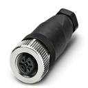 Connecteur pour capteurs/actionneurs, connecteur femelle droit, 4 pôles, M12, détrompage A, raccordement vissé, molette métalliq