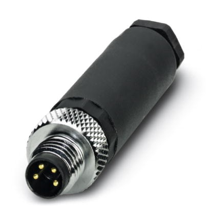 Connecteur pour capteurs/actionneurs, connecteur mâle, droit, 4 pôles, M8, raccordement vissé, molette métallique, diamètre de c