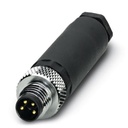 Connecteur pour capteurs/actionneurs, connecteur mâle, droit, 4 pôles, M8, raccordement vissé, molette métallique, diamètre de c