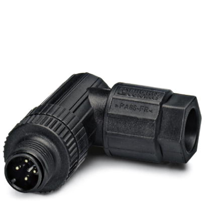 Connecteur, 4-pôles, Connecteur  coudé M12, détrompage A, Raccordement Push-in, matériau de la molette: Plastique, diamètre exté