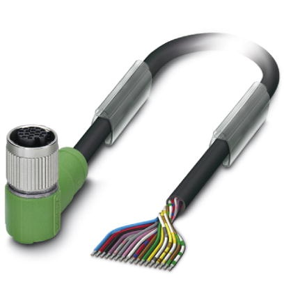 Câble pour capteurs/actionneurs, 17 pôles, PUR/PVC exempt d'halogène noir, extrémité non terminée sur connecteur femelle coudé S