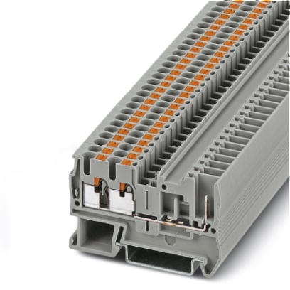 Bloc de jonction gris à technologie à ressort Push-In - 2 connexions / 1 débrochabilité