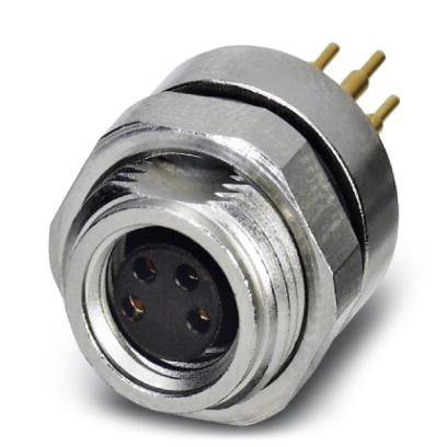 Connecteur femelle encastrable pour capteurs/actionneurs, 4 pôles, M8, montage vissé/sur face arrière, avec filetage M12, raccor