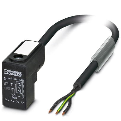 Câble pour capteurs/actionneurs, 3 pôles, PUR exempt d'halogène noir, extrémité non terminée sur connecteur pour électrovannes d