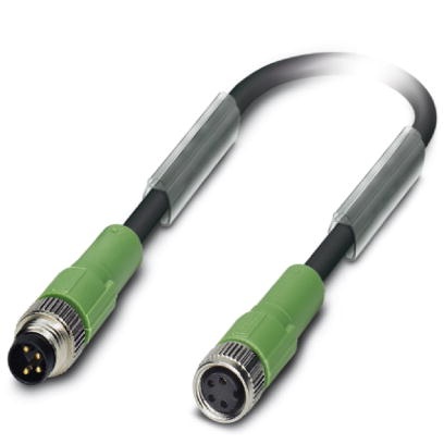 Câble pour capteurs/actionneurs, 4 pôles, PUR exempt d'halogène noir, connecteur mâle droit M8 sur connecteur femelle droit M8, 