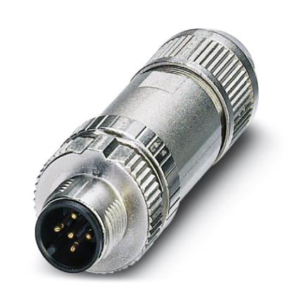 Connecteur, 5-pôles, blindé, Connecteur droit M12, détrompage A, Raccordement Push-in, matériau de la molette: Zinc moulé sous p