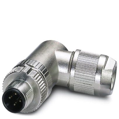 Connecteur, 4-pôles, blindé, Connecteur  coudé M12, détrompage A, Raccordement Push-in, matériau de la molette: Zinc moulé sous 
