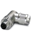 Connecteur, 4-pôles, blindé, Connecteur  coudé M12, détrompage A, Raccordement Push-in, matériau de la molette: Zinc moulé sous 