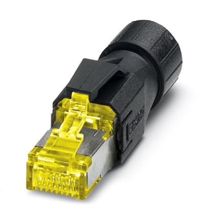 Connecteur mâle RJ45, IP20, CAT6A, 8 pôles, à raccordement rapide QUICKON, pour conducteurs de 1 à 7 fils AWG 26 ... 24, couleur