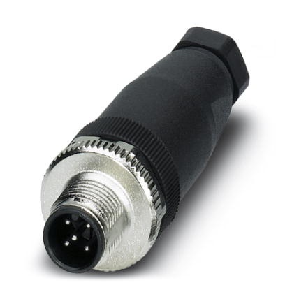 Connecteur pour capteurs/actionneurs, connecteur mâle, droit, 5 pôles, M12, détrompage A, raccordement vissé, molette métallique