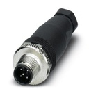 Connecteur pour capteurs/actionneurs, connecteur mâle, droit, 5 pôles, M12, détrompage A, raccordement vissé, molette métallique