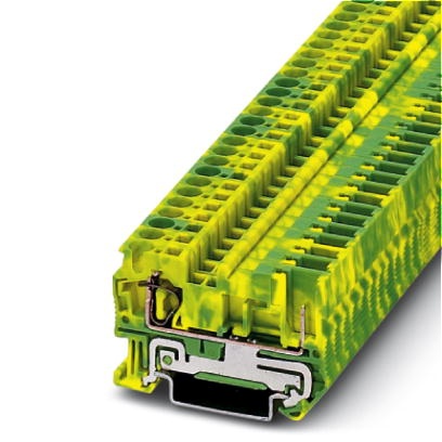 Bloc de jonction vert/jaune pour conducteur de protection à ressort - 4mm² - enfichable - 1 conducteur + 1 pin