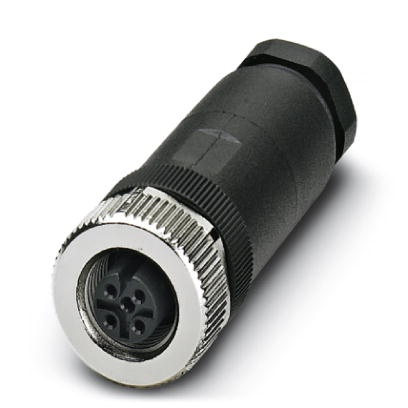 Connecteur pour capteurs/actionneurs, connecteur femelle droit, 5 pôles, M12, détrompage A, raccordement vissé, molette métalliq