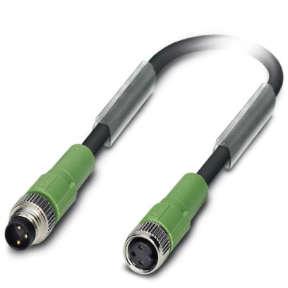 Câble pour capteurs/actionneurs, 3 pôles, PUR exempt d'halogène noir, connecteur mâle droit M8 sur connecteur femelle droit M8, 