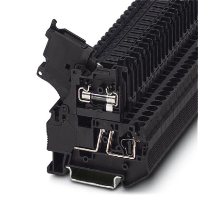 Bloc de jonction noir à ressort - 4mm² - porte fusible