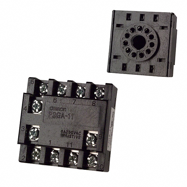 Socle 11 broches pour minuterie ou compteur, bornes à visser