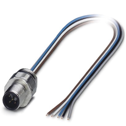 Connecteur mâle encastrable pour capteurs et actionneurs, 5 pôles, M12, détrompage A, montage vissé/sur face avant, filetage PG9