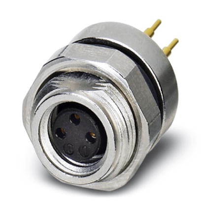 Connecteur femelle encastrable pour capteurs/actionneurs, 3 pôles, M8, montage vissé/sur face arrière, avec filetage M12, raccor