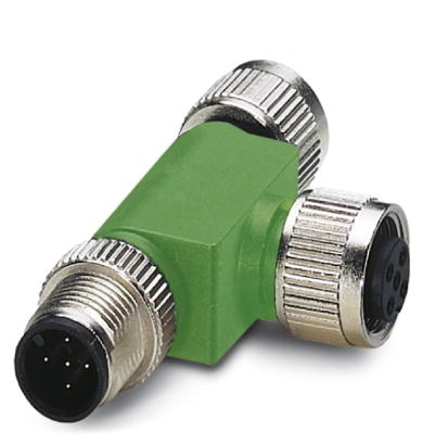 Connecteur mâle T pour capteurs/actionneurs, 5 pôles, répartiteur parallèle, connecteur femelle M12 sur connecteur mâle M12 et c