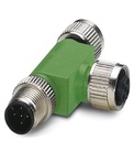 Connecteur mâle T pour capteurs/actionneurs, 5 pôles, répartiteur parallèle, connecteur femelle M12 sur connecteur mâle M12 et c