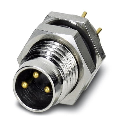 Connecteur mâle encastrable pour capteurs/actionneurs, 3 pôles, M8, montage vissé/sur face arrière, avec filetage M8, raccordeme