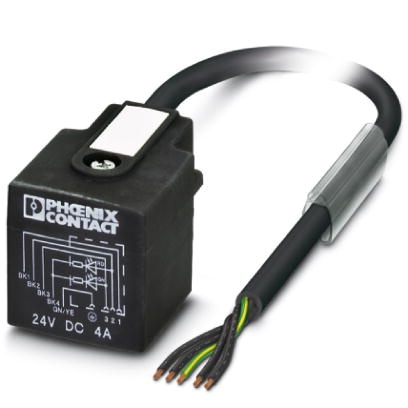 Câble p. capteurs/actionn., 5 pôles, PUR exempt d'halogène noir, extrémité non terminée sur connecteur pour électrovanne de type