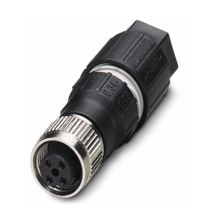 Connecteur pour capteurs/actionneurs, femelle, droit, 4 pôles, M12, détrompage A, QUICKON-ONE, molette métallique, diamètre de c
