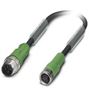 Câble pour capteurs/actionneurs, 4 pôles, PUR exempt d'halogène noir, connecteur mâle droit M12 sur connecteur femelle droit M8,