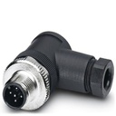 Connecteur pour capteurs/actionneurs, connecteur mâle, coudé, 5 pôles, M12, détrompage A, raccordement vissé, molette métallique
