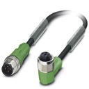 1668483 Câble pour capteurs/actionneurs, 4 pôles, PUR exempt d'halogène noir, connecteur mâle droit M12 sur connecteur femelle coudé M12