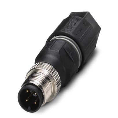 Connecteur pour capteurs/actionneurs, mâle, droit, 4 pôles, M12, détrompage A, QUICKON-ONE, molette métallique, diamètre de câbl