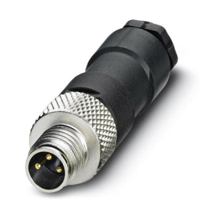 Connecteur pour capteurs/actionneurs, connecteur mâle, droit, 3 pôles, M8, raccordement soudé, molette métallique, diamètre de c