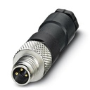Connecteur pour capteurs/actionneurs, connecteur mâle, droit, 3 pôles, M8, raccordement soudé, molette métallique, diamètre de c