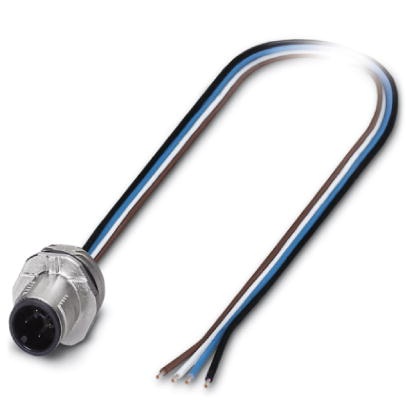 Connecteur mâle encastrable pour capteurs et actionneurs, 4 pôles, SPEEDCONNEC M12, détrompage A, montage vissé/sur face avant, 