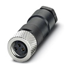Connecteur pour capteurs/actionneurs, connecteur femelle, droit, 3 pôles, M8, raccordement soudé, molette métallique, diamètre d