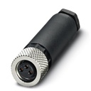 Connecteur pour capteurs/actionneurs, connecteur femelle, droit, 3 pôles, M8, raccordement vissé, molette métallique, diamètre d
