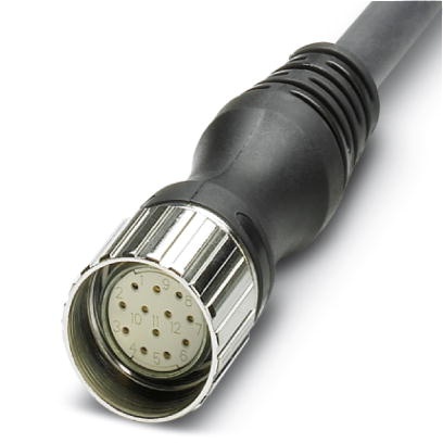 Connecteur femelle M23, droite, 12 pôles, câble multiconducteurs 5 m