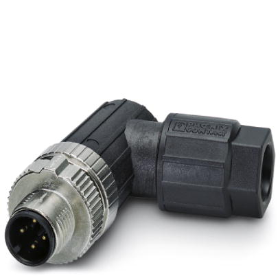 Connecteur, 4-pôles, Connecteur  coudé M12, détrompage A, Raccordement Push-in, matériau de la molette: Zinc moulé sous pression