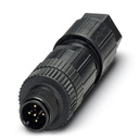 Connecteur, 5-pôles, Connecteur droit M12, détrompage A, Raccordement Push-in, matériau de la molette: Plastique, diamètre extér