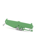 Elément latéral avec pied, 5 mm de largeur (à gauche), à monter sur profilé NS 32 ou NS 35/7,5, largeur de circuit imprimé : 107