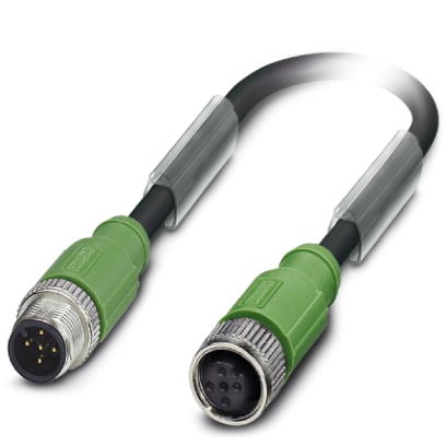 Câble pour capteurs/actionneurs, 5 pôles, PUR exempt d'halogène noir, blindé, connecteur mâle droit M12 sur connecteur femelle d
