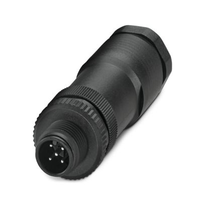 Connecteur pour capteurs/actionneurs, connecteur mâle, droit, 5 pôles, M12, détrompage A, raccordement vissé, molette en plastiq