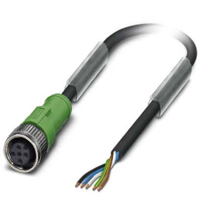 Câble pour capteurs/actionneurs, 5 pôles, PUR exempt d'halogène noir, extrémité non terminée sur connecteur femelle droit M12, l